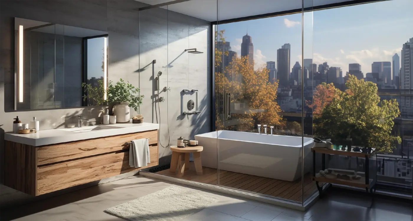 Luxury bathroom renovation in Calgary – premium finishes and lighting